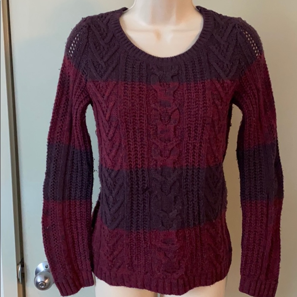 Gap Striped Knitter Maroon Sweater